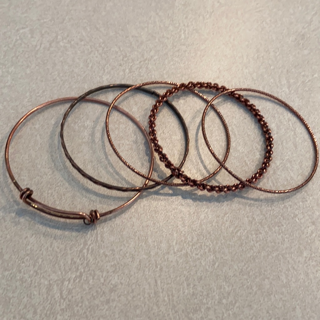 Copper Bangles- 5 Total